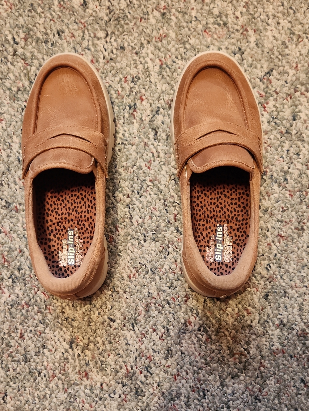 Women's Skechers Arch Comfort Wide Fit Tan Slip-On Casual Loafers